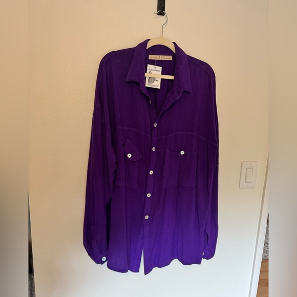 NEW Jules of Morocco Womens Boyfriend Oversized Button Down One Size Purple NWT - Picture 2 of 8